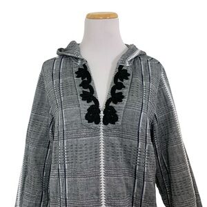 Tommy Bahama Cotton Pullover Hoodie Soutache Women’s M Beachy Baja Hood Coastal